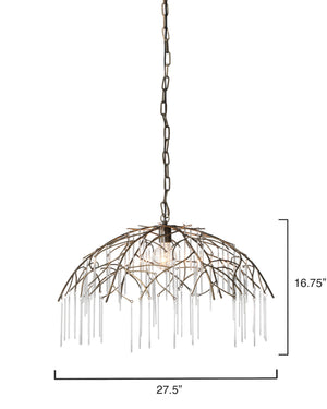 Vine Glass and Iron 1-Light Pendant