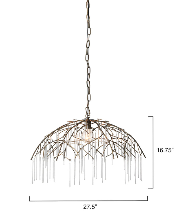 Vine Glass and Iron 1-Light Pendant