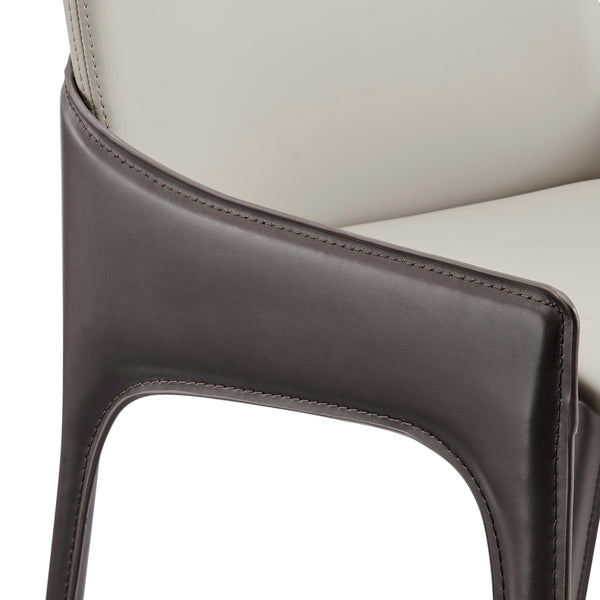 Stella Faux Leather Dining Side Chair, Taupe/Dark Brown
