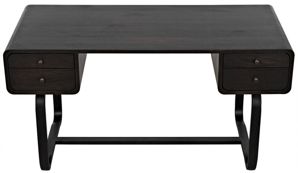 Voltes Ebony Walnut Desk with Matte Black Industrial Steel Base