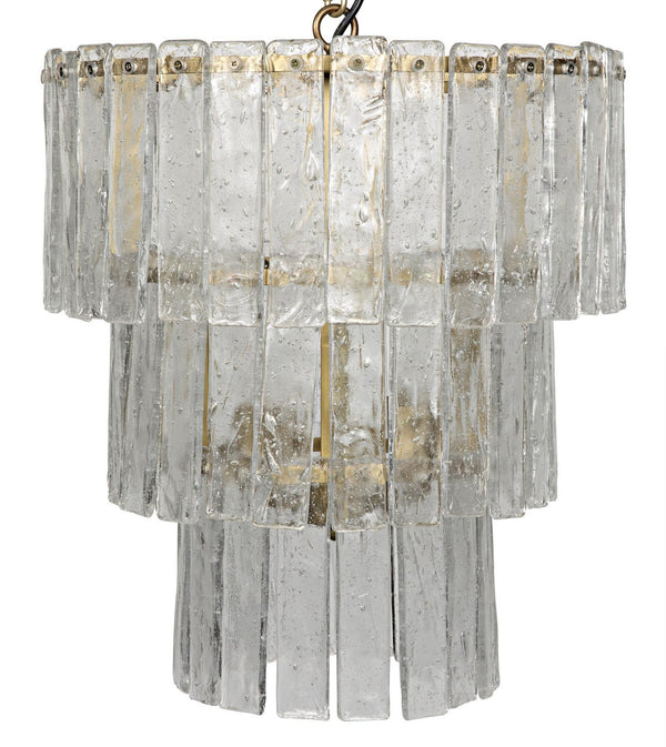 Bruna Chandelier, Small, Metal with Brass Finish