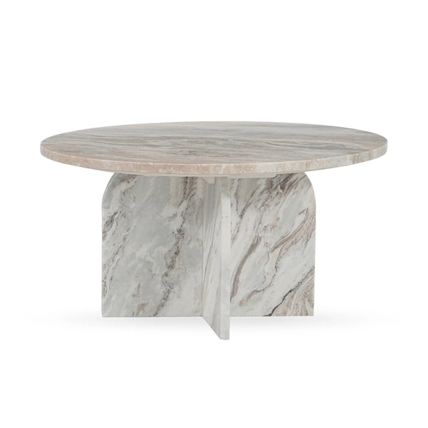 Reilly Marble Round Coffee Table in Rusty Gray