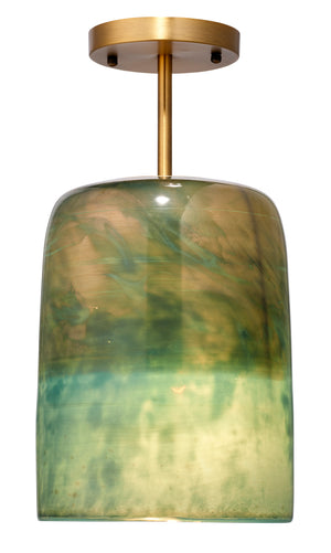 Vapor Glass Semi-Flush Mount, Aqua