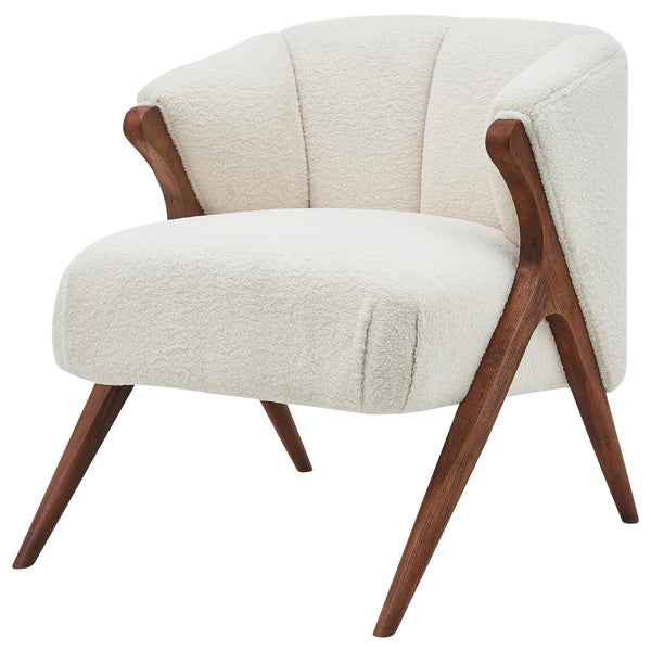 Florence Fabric Accent Chair In Shearling Beige