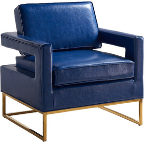 Ruby Accent Chair In Navy Faux Leather