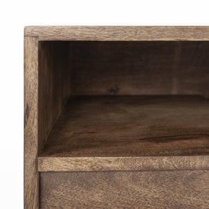 Glenn IV Dark Brown Wood w/ Black Iron Frame Media Console w/ Storage, TV Stand for TV up to 71"