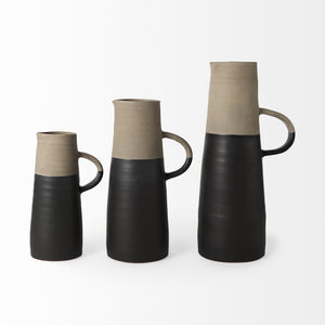Garand Small 13H Two-Toned Black/Natural Ceramic Jug