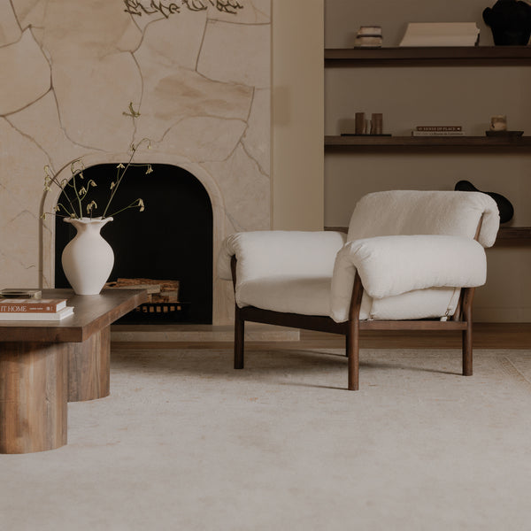 Cardero Lounge Chair in Ivory with Ash Frame
