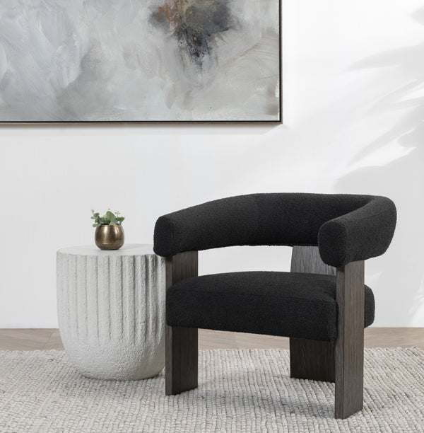 Julina Upholstered Accent Chair with Oak Frame - Charcoal