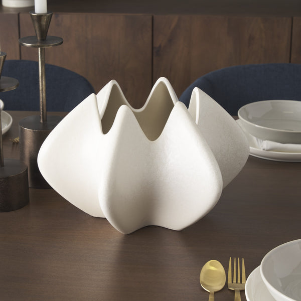 Ulrich Sculptural Cream Glazed Ceramic Vase