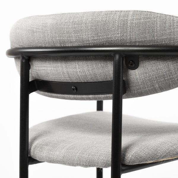 Parker Gray Fabric Seat Black Metal Counter Stool