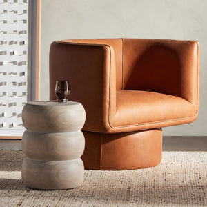 Pagoda End Table In Ivory