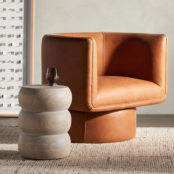 Pagoda End Table In Ivory