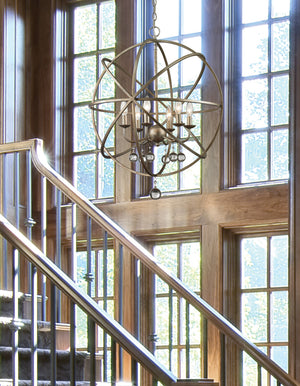 Acadia 6 Light Pendant in Antique Silver Finish