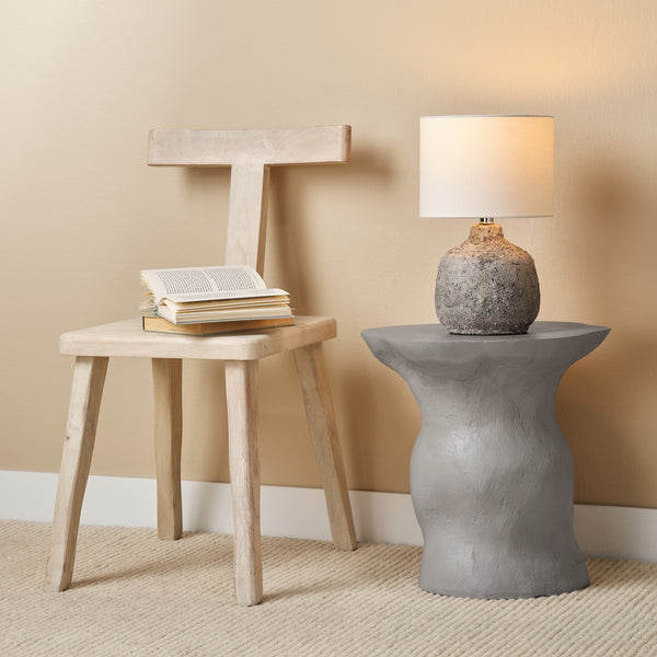 Sculpt Fiber Glass Indoor & Outdoor Side Table, Cement Rustic