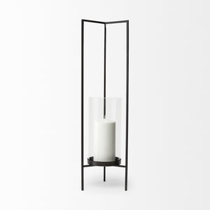Abigail I Large Gunmetal Gray Metal Table Candle Holder