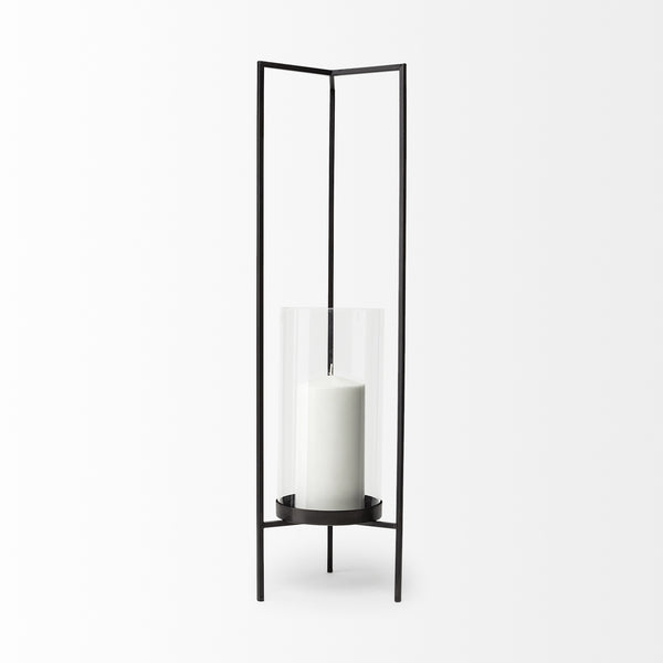 Abigail I Large Gunmetal Gray Metal Table Candle Holder