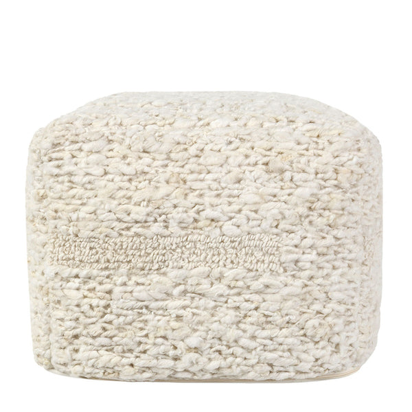 Sinclair Pouf 18x18x14 - Ivory with Natural Texture