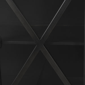 Poppy I 79x16 Black Metal With  Glass Door Sideboard