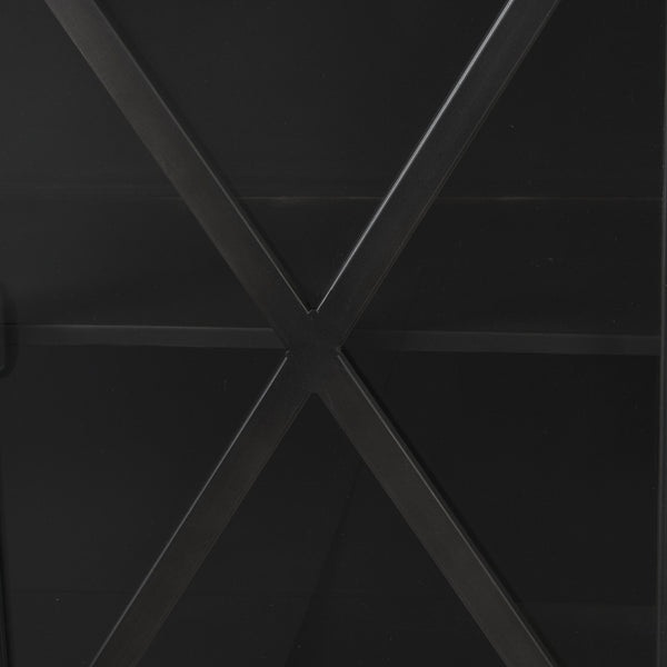 Poppy I 79x16 Black Metal With  Glass Door Sideboard