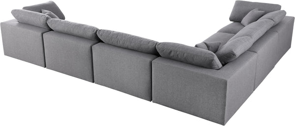 Carmen Cloud Modular Sectional In Grey Linen Fabric