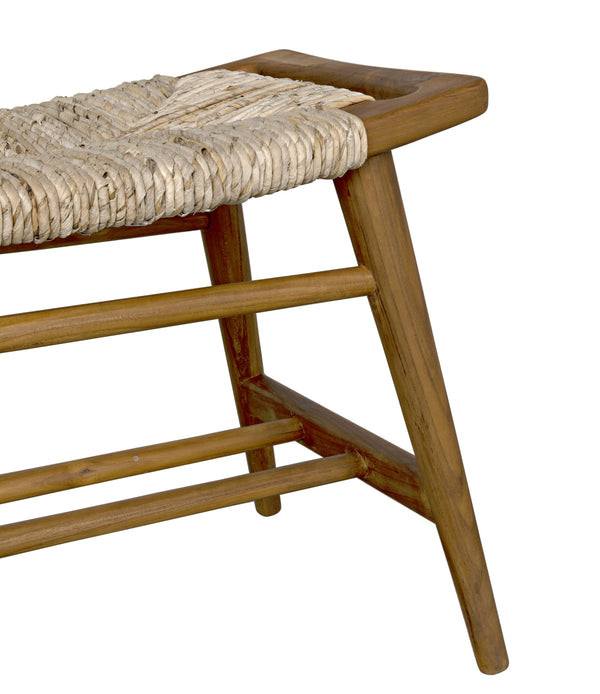 Stockholm Teak Bench with Rush Seagrass Weave