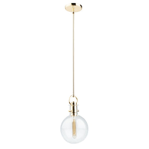 Single Round Glass Pendant AC10120PB in Polished Brass