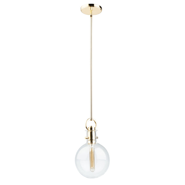 Single Round Glass Pendant AC10120PB in Polished Brass