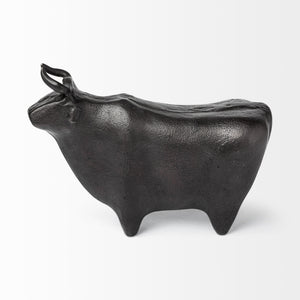 Taurus II 9L x 4W Black Cast Aluminum Bull Decorative Object