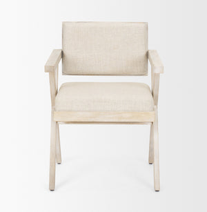 Topanga I Cream Fabric Wrap Blonde Wooden Frame Dining Chair