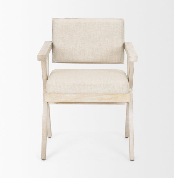 Topanga I Cream Fabric Wrap Blonde Wooden Frame Dining Chair