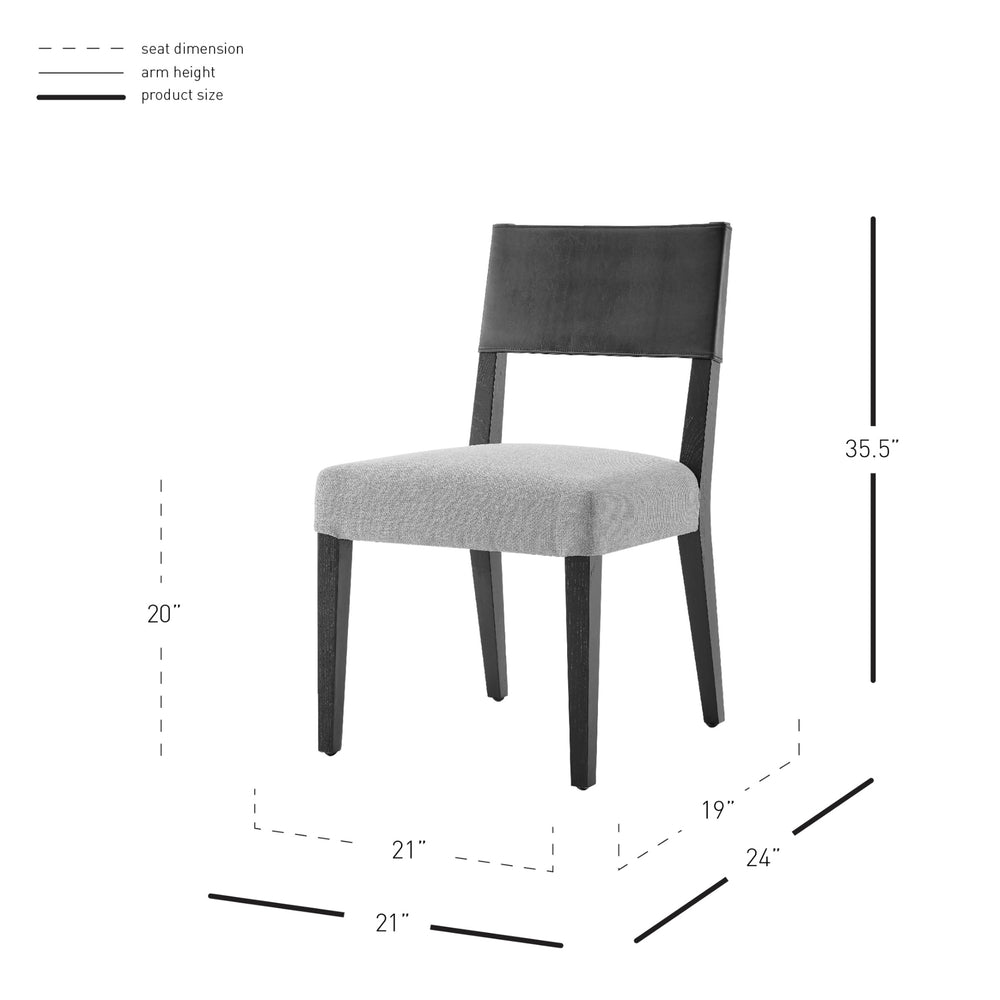 Kylo PU/ Fabric Dining Side Chair, Borneo Black/Meridien Gray