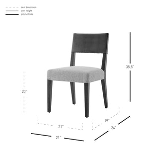 Kylo PU/ Fabric Dining Side Chair, Borneo Black/Meridien Gray