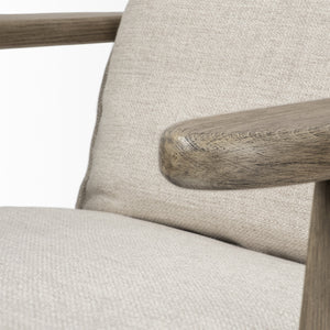 Olympus VI Beige Fabric Wrapped Wooden Frame Accent Chair