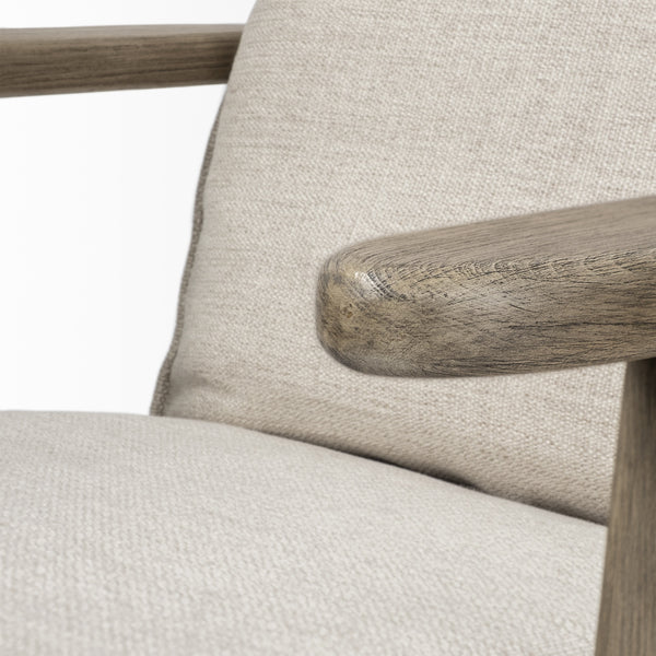 Olympus VI Beige Fabric Wrapped Wooden Frame Accent Chair