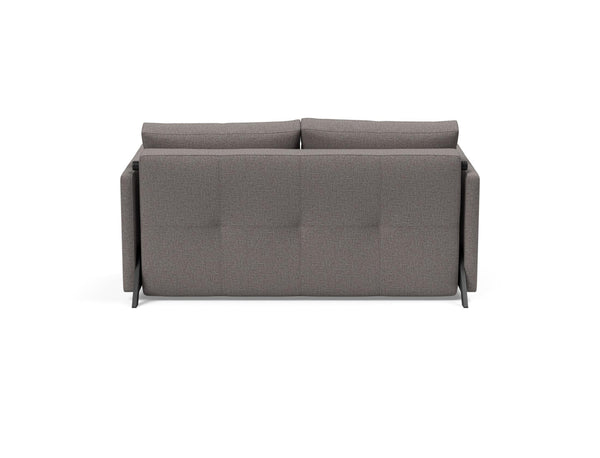 CUBED FULL SOFA BED in MIXED DANCE GREY FABRIC WITH Black Steel LEGS 521