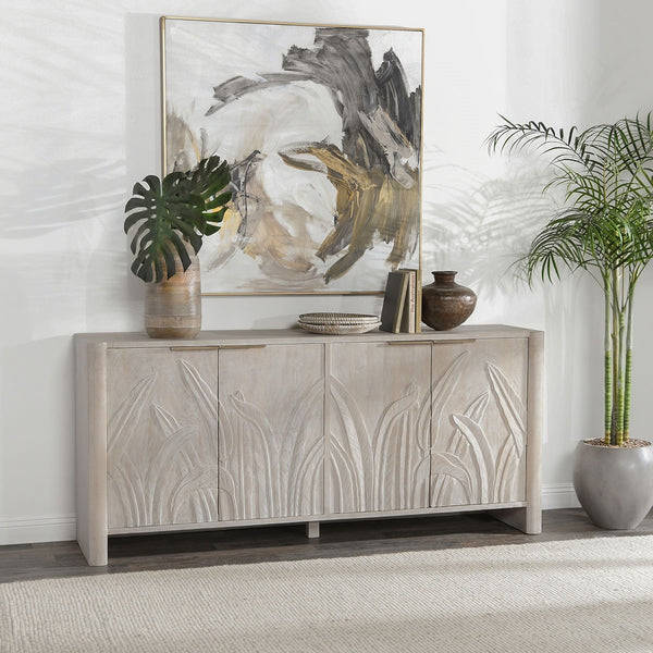 Ledro Solid Wood 4-Drawer Cabinet in Cream