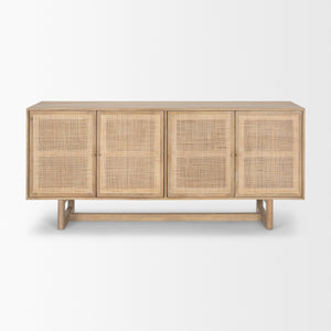 Grier 72.0L x 18.75W x 31.5H Light Brown Solid Wood W/Cane Sideboard