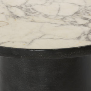 Balboa Outdoor End Table - Veined White Marble