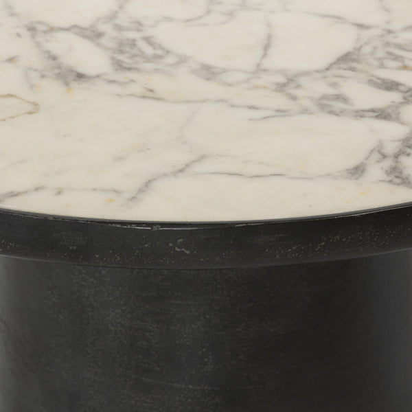 Balboa Outdoor End Table - Veined White Marble