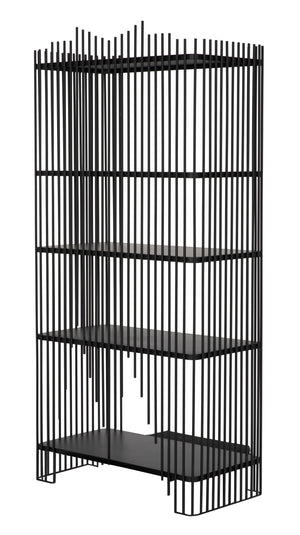 Mila Industrial Steel Bookcase in Matte Black