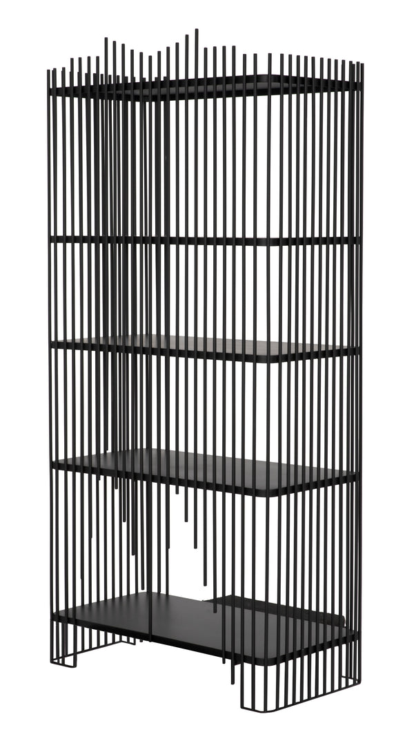 Mila Industrial Steel Bookcase in Matte Black