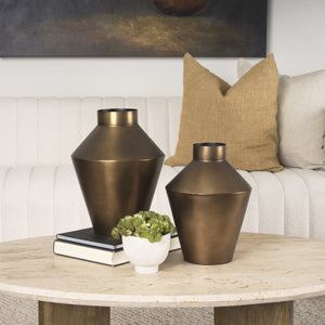 Perrin Small Brushed Gold Metal Decorative Vase