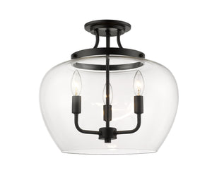 Joliet 3 Light Semi Flush Mount in Matte Black Finish