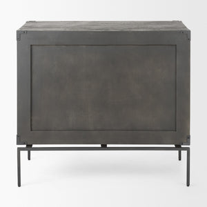 Ward 34L x 18W Brown Wood and Iron 3 Drawer Accent Cabinet
