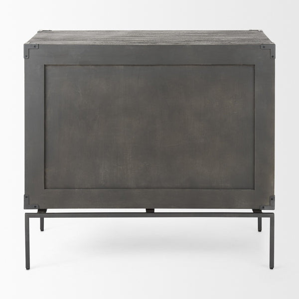 Ward 34L x 18W Brown Wood and Iron 3 Drawer Accent Cabinet