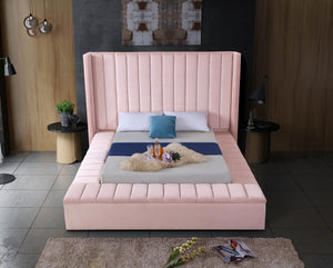 Joanne Full Bed In Pink Velvet