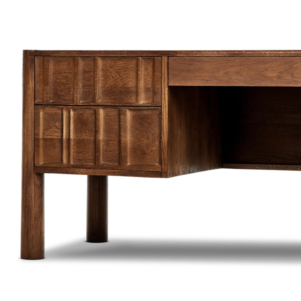 Ezri Desk - Carved Cocoa Oak