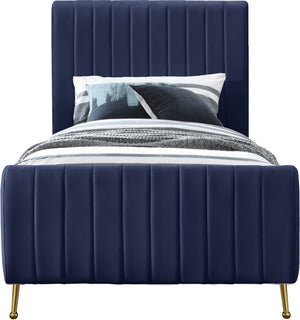 Marcos Twin Bed In Navy Velvet