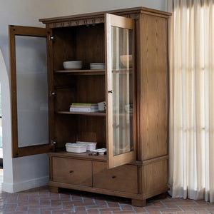 Moe's Lillian Tall Cabinet Brown with Glass Doors